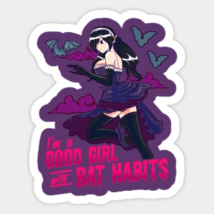 Goth Anime Bat Habits Girl Sticker